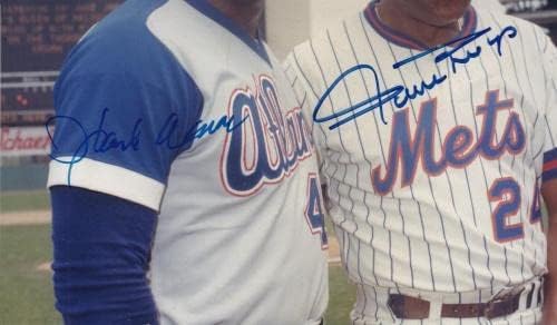 האנק אהרון ווילי מייס חתמו על חתימה 8x10 צילום בייסבול JSA COA 992 - תמונות MLB עם חתימה