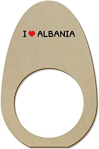 5 x 'אני אוהב אלבניה' טבעות מפיות מעץ/מחזיקי עץ