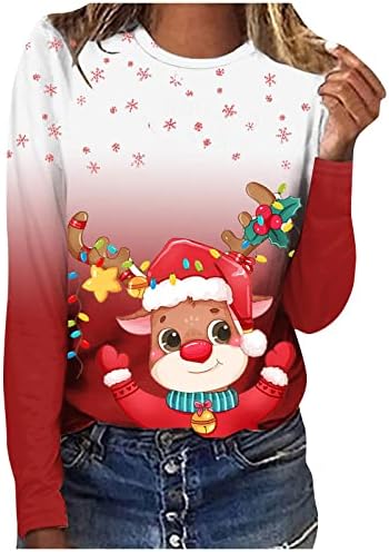 חולצות סתיו לנשים צוואר סירות צוואר חג מולד שמח דחיפה בסך הכל סוודרים ארוכים לחג המולד לנשים
