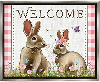 סטופל תעשיות בברכה משובץ אביב גן ארנבים ממוסגר מצוף בד קיר אמנות, עיצוב על ידי אליזבת טינדל