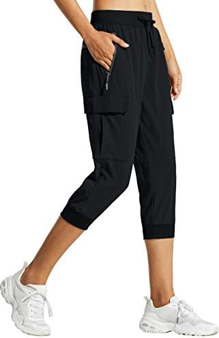 מכנסי מטען לנשים קפרי מכנסיים מטיילים על מכנסיים קצוצים קלים משקל קלים רצים יבש מהיר אימון אתלטי אימון