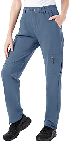מכנסי מטען לנשים של Rdruko מכנסיים עמידים למים יבש מהיר 50+ נסיעות קמפינג מכנסיים מכנסי רוכסן כיסי רוכסן
