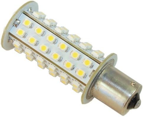 HQRP BA15S BASE BASE 66 נוריות LED SMD 3528 נורת LED לבנה חמה לאור זנב/אורות אשכול מכשירים/מתחת למכסה