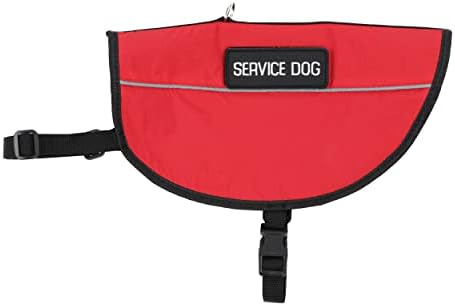 ז'קט רתמת כלבים של Monmed Service עם טלאים - אפוד כלבים תמיכה רגשית אדומה בינונית עם 22.5 עד 27 אינץ