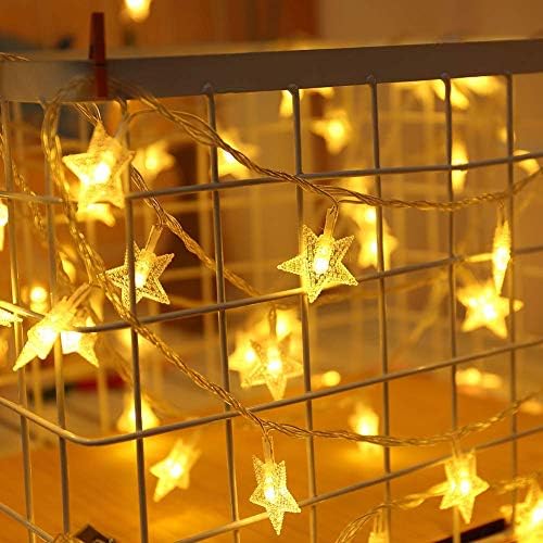 אורות מיתרים כוכבים 80 אורות חג מולד LED 34ft אורות פיות נוצצים, USB וסוללה מופעלים, קישוט כוכב אטום
