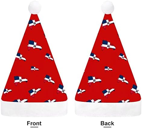 הרפובליקה הדומיניקנית מפת דגל חג המולד כובע סנטה קלאוס כובעי קצר קטיפה עם לבן חפתים לגברים נשים חג המולד