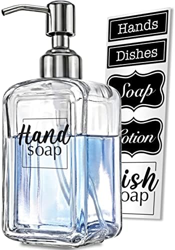 מתקן סבון קובואידי עירוני של ג'סאי עם 6 יחידות מדבקות אופציונליות, מתקן סבון יד זכוכית עבה של 13 גרם
