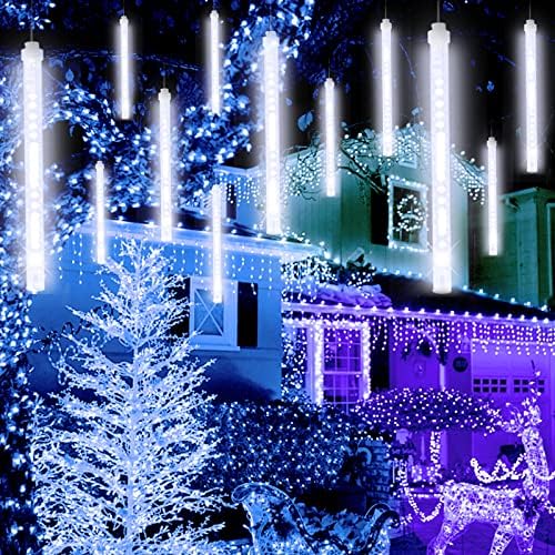 אורות חג המולד חיצוניים, 240 אורות מקלחת מטאורים LED נופלים אורות גשם 11.8 אינץ
