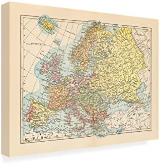 אמנות סימן מסחרי 'מפה של אירופה' אמנות בד מאת פורטפוליו אפל פראי 14x19