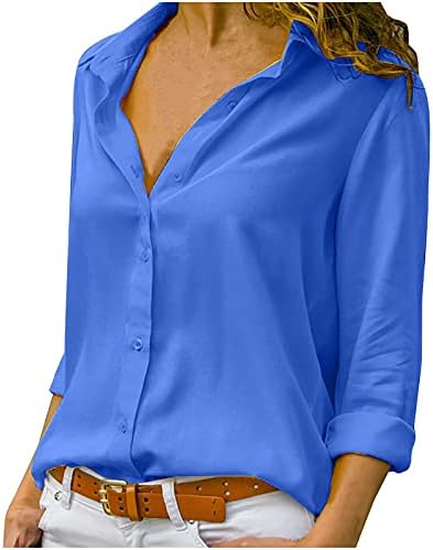 חולצת שרוול ארוך לנשים צבע לא סדירה לא סדירה ונוחה של חולצת טריקו פשתן כותנה עליונה