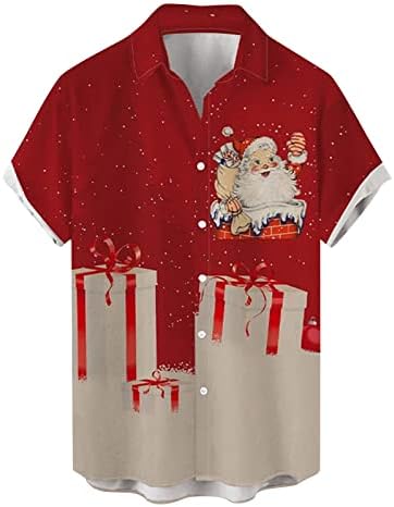 Xxbr כפתור חג המולד למטה חולצות לגברים שרוול קצר מצחיק חג המולד מצחיק סנטה קלאוס הדפס חולצה מזדמנים