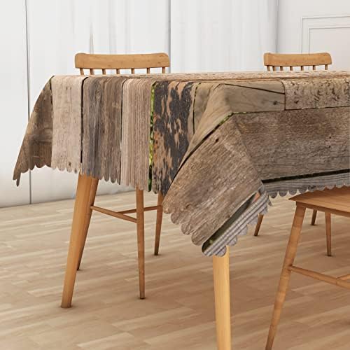 Baocicco 70x140 אינץ 'חום כפרי עץ גרעינים פוליאסטר שולחן שולחן וינטג' מרקם עץ כפרי שולחן כפרי שולחן