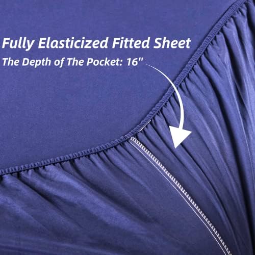 Perfemet 6 PCS CAMO שמיכה להגדיר מיטה בסגנון הסוואה כחולה בגודל מלא עם סדינים לבנים לבנות בני נוער אולטרה
