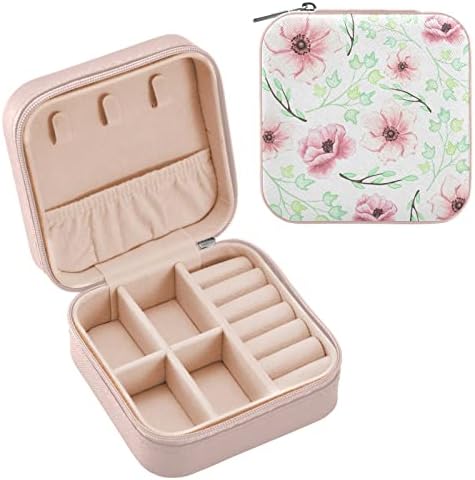 קופסת תכשיטים לנסיעות פרחים ורוד של Umiriko לנשים, מארגן תכשיטים קטנים של עור PU, קופסאות מחזיקי אחסון