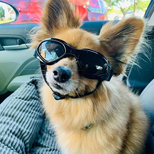 משקפי שמש של Namsan כלבים בינוני הגנה על UV מתכווננת משקפי שמש בולדוג קל ללבוש אטום לרוח משקפי כלבים
