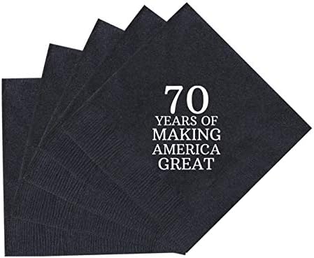 מסיבת יום הולדת 70 70 שנה מה שהופך את אמריקה נהדרת 50 חבילה 5x5 מפיות מפיות מסיבה מפיות קוקטייל שחור
