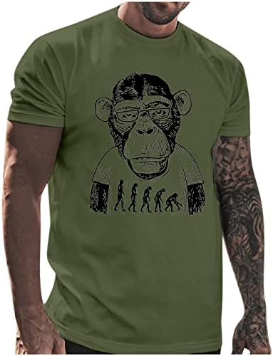 חולצות טריקו לקיץ HDDK לשרוול קצר של גברים, שימפנזי קוף הדפס הדפס צוואר צמרת טי חולצת טשט