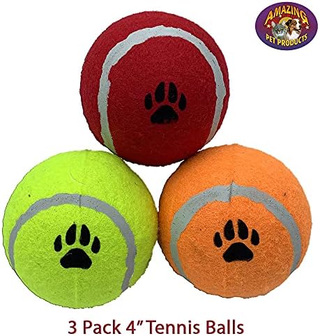 3 חבילות כדורי טניס בגודל 4 אינץ '. כדורי טניס בטוחים של חיות מחמד עמידים מושלמים לאימון ואימונים