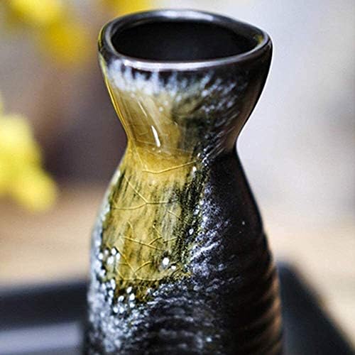 סט כוס סאקה יפנית מרקם מוזר מרקם קרמיקה כוס סאקה עם מגש, כוסות יין זיגוג חלקות, לקור/חם/שוחו/תה 21223