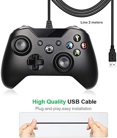 ABESS עבור בקר Xbox One שחור קווי, 7.2 רגל אנטי-אינטרפורמצעי לחוטי USB Controller Controller Witle