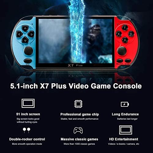 טומשין 7 פלוס קונסולת משחקי וידאו בגודל 5.1 אינץ 'נגני משחקי וידאו ניידים נדנדה כפולה זיכרון משולב 8