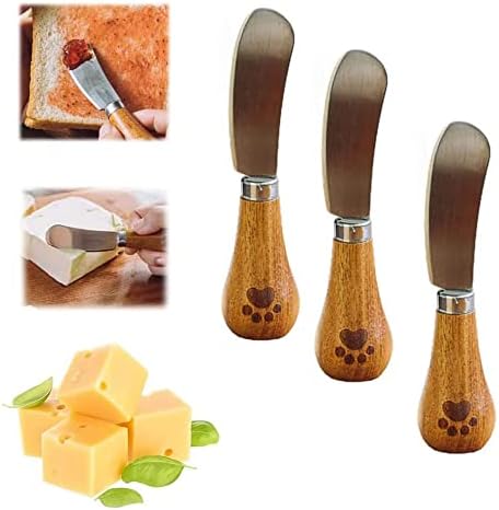 2022 סכין חמאה עמידה חמודה חדשה, סכיני מפיץ גבינת קרם מיני יציבים, כפות דוב צבועות ידית מיוער פירות