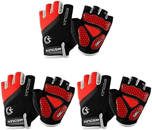 ABAODAM 3 זוגות ספורט חיצוני כפפות אצבעות חצי כפפות אימון ללא נשימה לכפפות אימון לרכיבה על אופניים בגודל