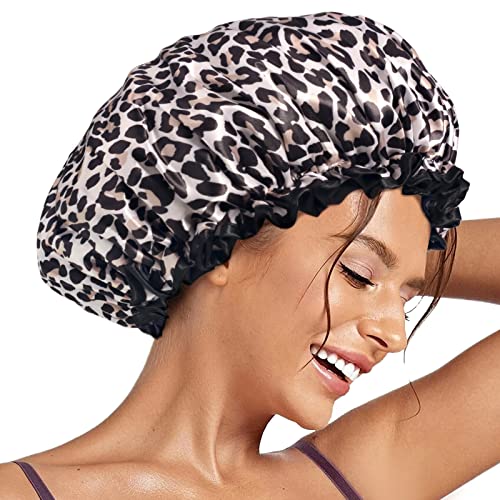 כובע מקלחת אקוויור, מכסה מקלחת לנשים אטום למים לשימוש חוזר, כובע שיער אמבטיה גדול לכל אורכי השיער, נשים,