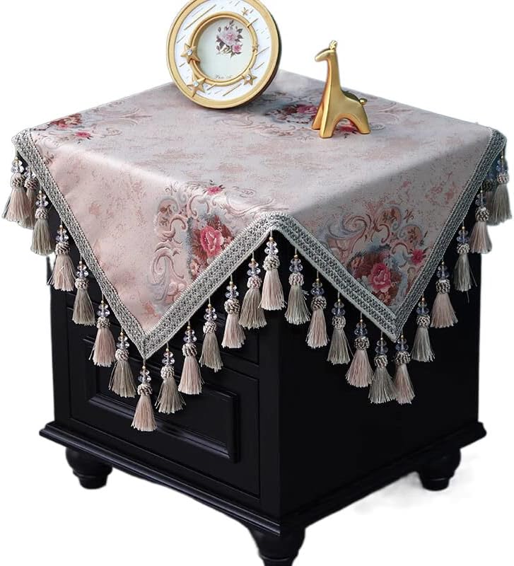 Yiylunneo שולחן ליד המיטה בסגנון אירופאי כיסוי בטוח מקרר בד מקרר שולחן ריבוע קטן כיסוי חדר שינה חדר