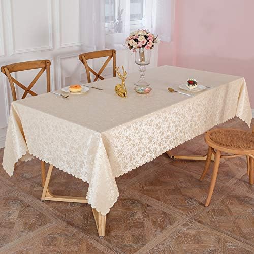 מפת שולחן ויניל אטומה למים, מלבן בד שולחן כבד, כיסוי שולחן הניתן לגיבוי למטבח וחדר אוכל