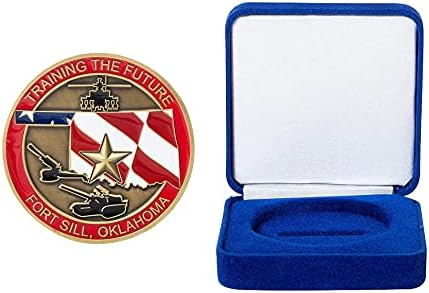 צבא ארצות הברית Fort Sill Sill הבסיסי אימוני לחימה באתגר לתואר שני מטבע ותיבת תצוגה קטיפה כחולה
