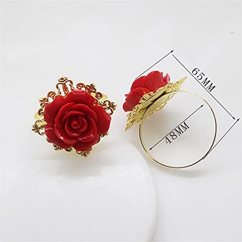 טבעת מפית מתכתית של TJLSS, קישוט קישוט ורדים, 4/6 יחידות, מתאימה לארוחת ערב לחתונה, מסיבת שולחן DIY