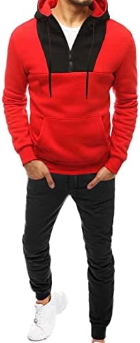 סתיו וחורף חליפות דו-חלקים של גברים וחורף ספורט ופנאי מחשוף רוכסן תואם חליפת גברים חליפה אדומה