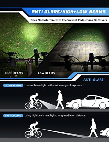 【2023】 אור אופניים AOOSTAR, פנס אופניים לרכיבה על רכיבה על USB אורות אופניים נטענים, 1000 לומן פנס אופניים
