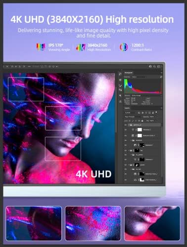 Eviciv 4K צג נייד Adobe RGB 15.6 '' 400CD/㎡ 3840x2160 UHD USB-C צג CNC מתכת IP