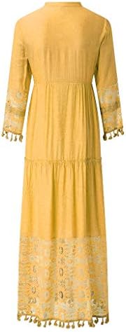 שמלות קיץ של Zefotim לנשים 2023 שרוול ארוך פרחוני v צוואר מקסי שמלת שמלות אופנה מזדמן שמלות חוף