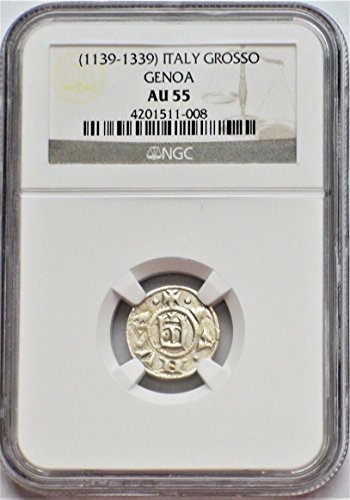 זה 1139-1339 לספירה איטליה ג'נובה מטבע איטלקי מטבע גרוסו AU55 NGC
