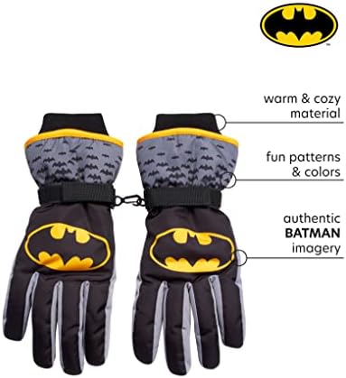 האחים וורנר בנים באטמן סקי כפפות-גיבור לוגו חורף סקי כפפות או כפפות, גודל גיל 4-7, באטמן כפפה