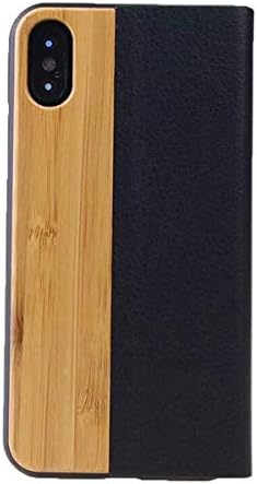 מארז הכפכף לאייפון X/XS, עיצוב אבזם מגנטי ייחודי בשילוב עץ ועור, סיליקון שכבה כפולה שכבתי עמידה בפני