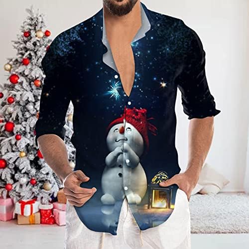 חולצה שרוול ארוך גברים של חג המולד סנטה מתנה 3 ד דפוס דיגיטלי דש קצר שרוול חולצה חולצה גברים של נפלים