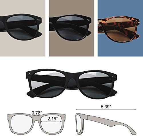 משקפי שמש קריאה דו-פוקאלית לגברים ונשים-קלאסיים, סגנון רטרו UV400 הגנה מפני שמש חיצונית משקפי משקפיים