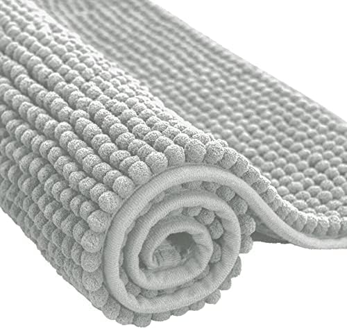 1 חתיכה שטיח רצפת אמבטיה אפור בהיר 20 אינץ 'על 32 אינץ' גודל גיבוי החלקה חומר פוליאסטר רך אלגנטי