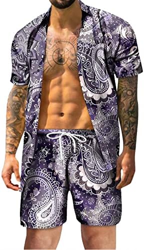 חליפת מסלול הוואי של Vickyleb לגברים, חליפות הוואי לגברים חליפות חולצות חוף קיץ סיביות חג סיבתי