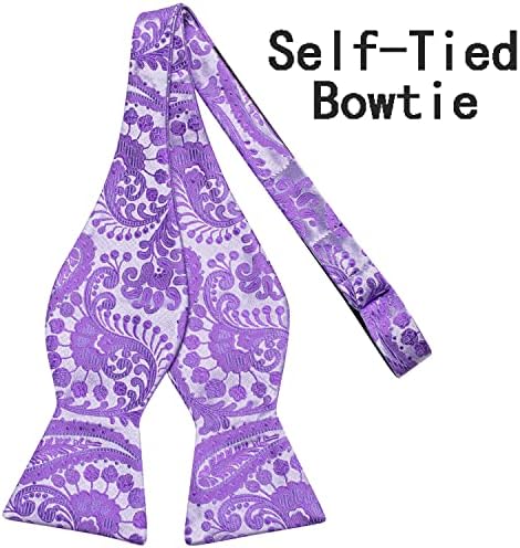 Hi-Tie Mens 5 PCS חליפת עניבת אפוד ועניבת קפיצה לפני/סט עצמיות משי מרכזי ענף חפתים מרובע חפתים מתנות