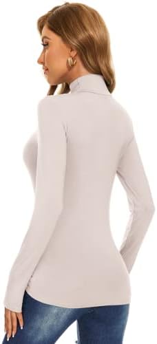 שרוול ארוך לנשים מדומה צווארון גולף גולש גולש דק מזדמן המותאם מתחת לחולצות שכבה