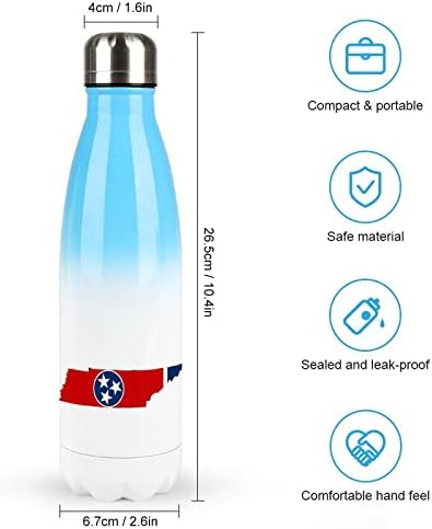 דגל מדינת טנסי מפת בקבוק מים מפלדת אל חלד עם מכסה מבודד כוס כוס כוס דליפות ספל נסיעות דליפה