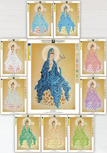 ויה מרכז עשה זאת בעצמך נצנצים ציור אמנות ערכות-9 צבעים-4 ממ נצנצים-הבודהיסטווה אבאלוקיטסווארה על לוטוס