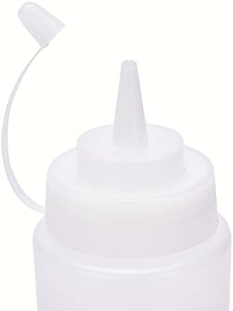 פלסטיק שקוף לבן לסחוט בקבוקי תבלין עם קצה כובע, 16 עוז,סט של 6 יחידות