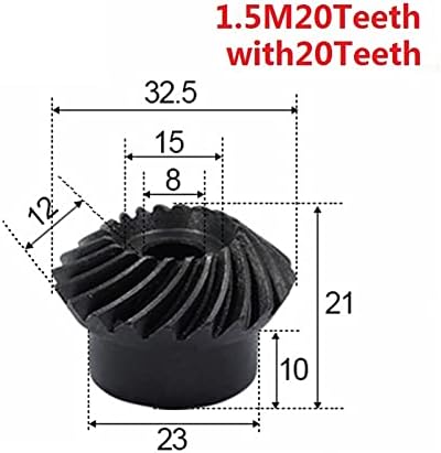 2 יחידות 1: 1 פוע הילוך 1.5 מודולוס 20 שיניים + 20 ט פנימי חור 8 ממ 90 תואר כונן החלפת פחמן פלדה הילוכים