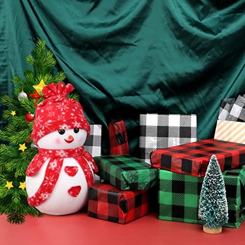 Afrizona 60 גיליונות 20 x אינץ 'סנטימטר נייר עטיפת חג מולד משובץ חג המולד אדום שחור ירוק שרקמות ירוקות